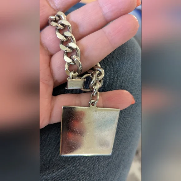 Silver chain Sperry bracelet with square charm - Picture 4 of 6